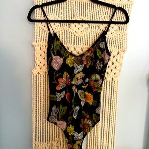 Honey Punch mesh embroidered floral body suit